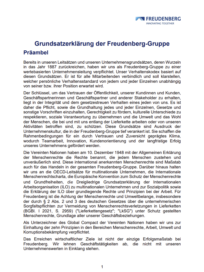 Grundsatzerklärung Freudenberg