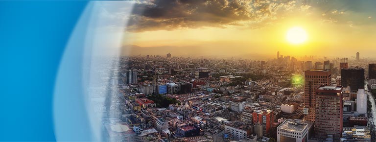 Photo shows skyline of a city in Mexico