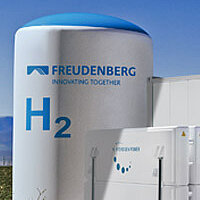 Wasserstofftank mit Freudenberg-Logo