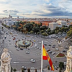 Photo showing a famous street crossing in Madrid, Spain